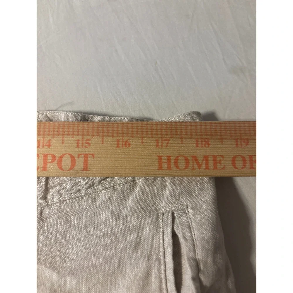 Linen Drawstring Pants Mens 37x31.5 Oatmeal Beige Straight Leg Coastal Excellent